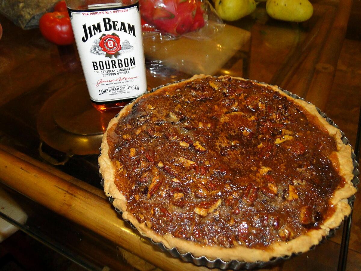 recette Tarte chocolat-pacanes au Bourbon