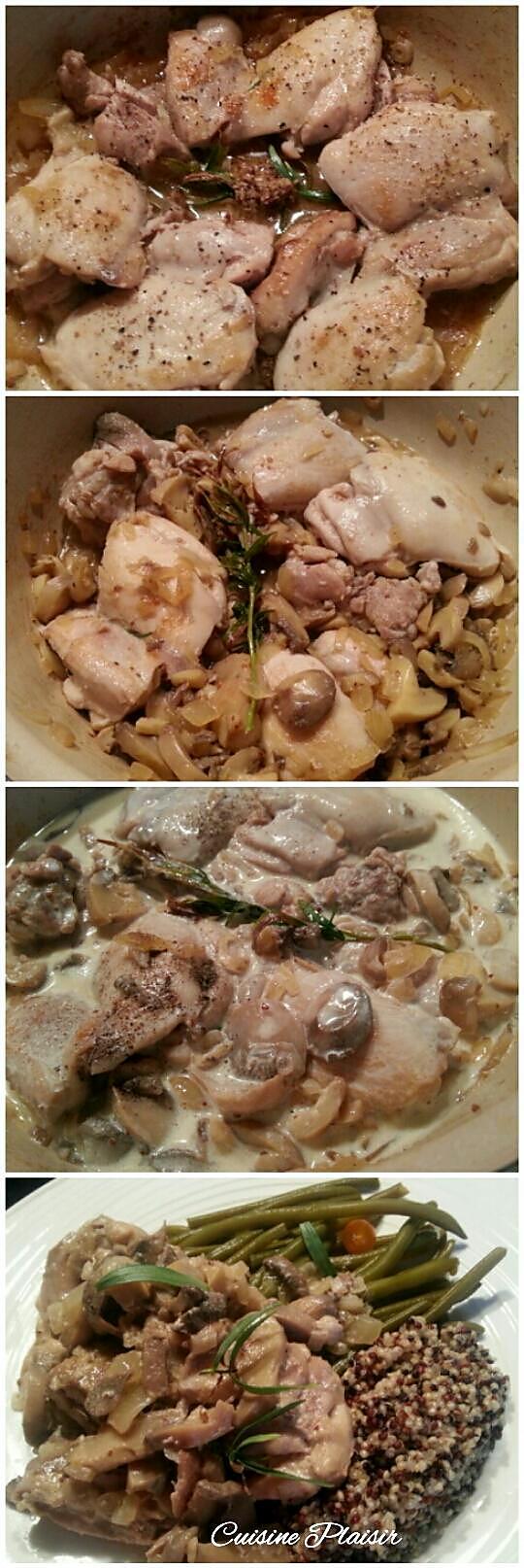 recette Hauts de cuisse de poulet champignons crème estragon