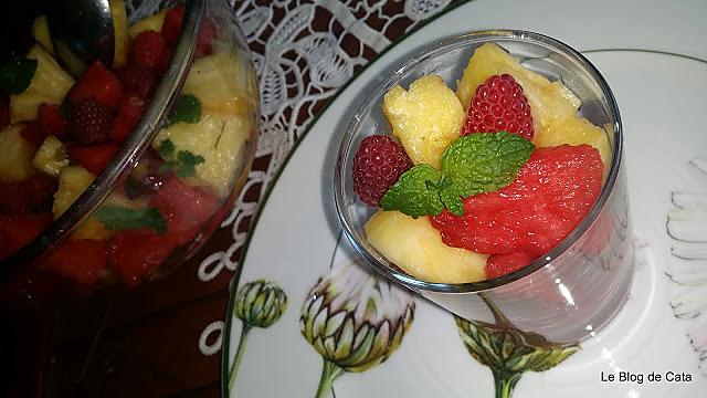 recette Salade de fruits frais au sirop de menthe