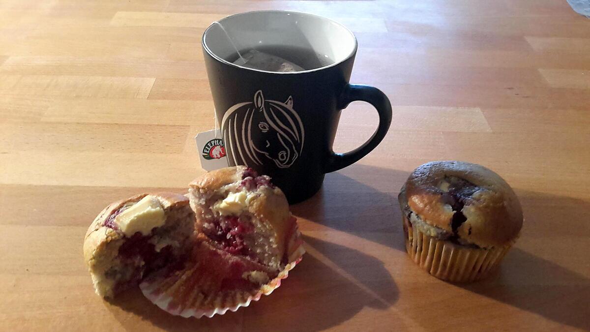 recette Muffins chocolat blanc framboises