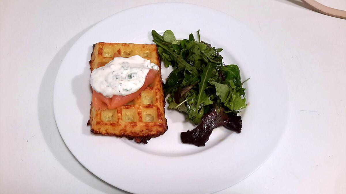 recette Gaufre de pommes de terre et saumon