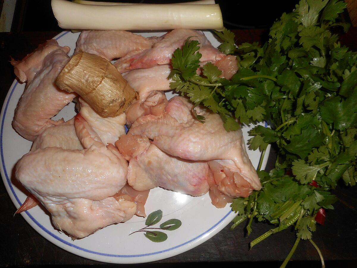 recette Ailes de poulet au gingembre,poireaux et au miel