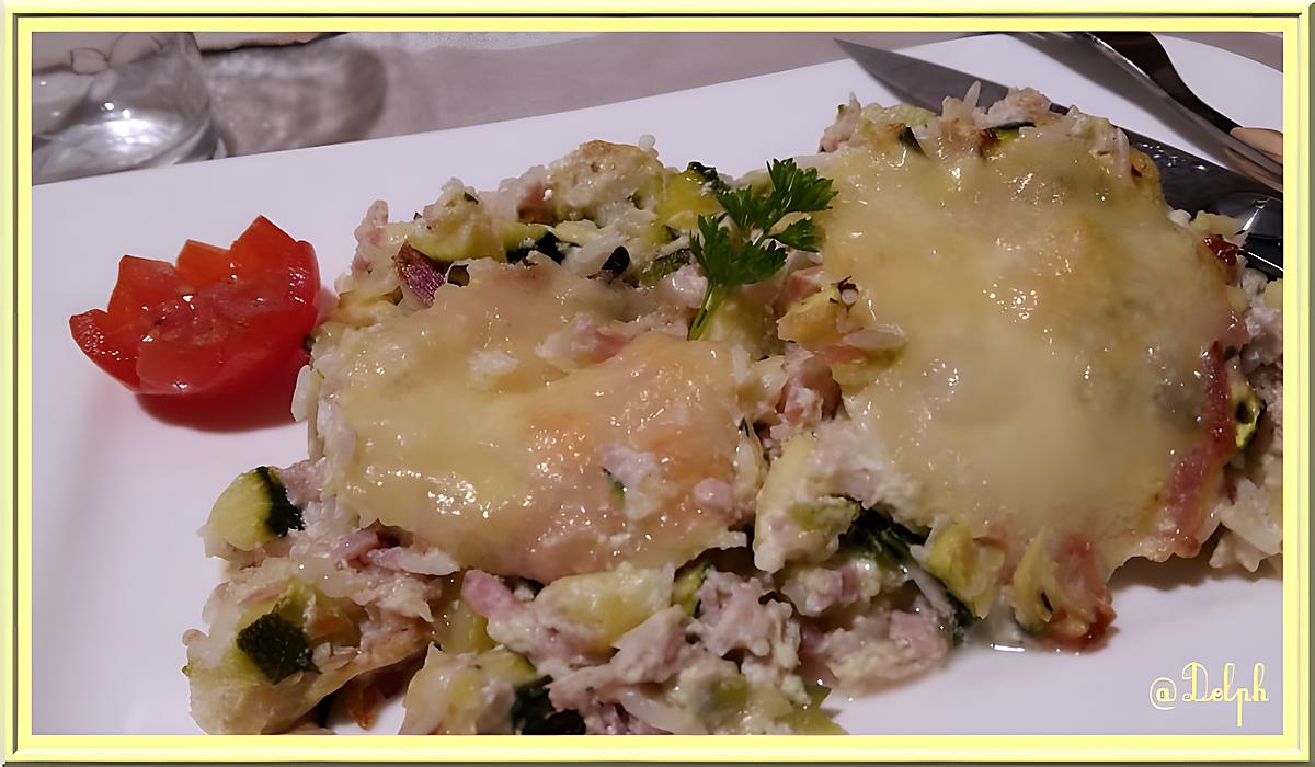 recette Gratin de Courgettes râpées au Jambon