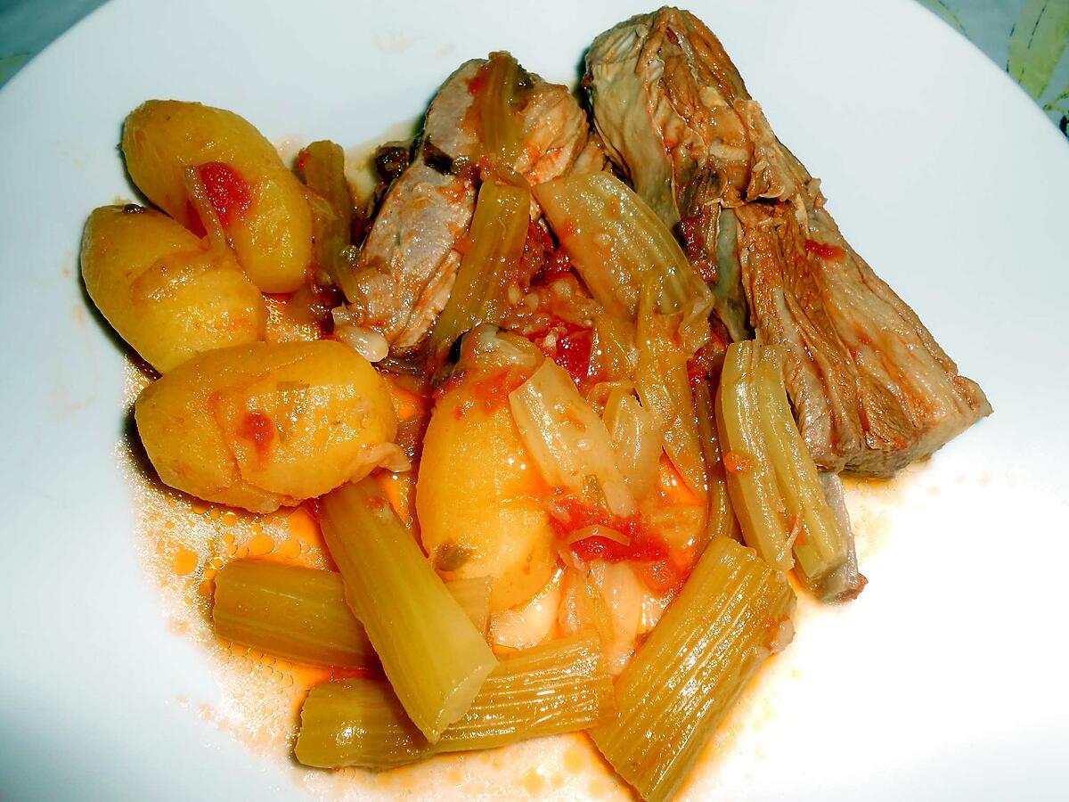 recette POITRINE D'AGNEAU AU CELERI BRANCHE ET POMMES DE TERRE