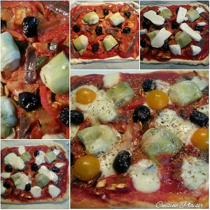 recette Pizza épaisse aux légumes et anchois