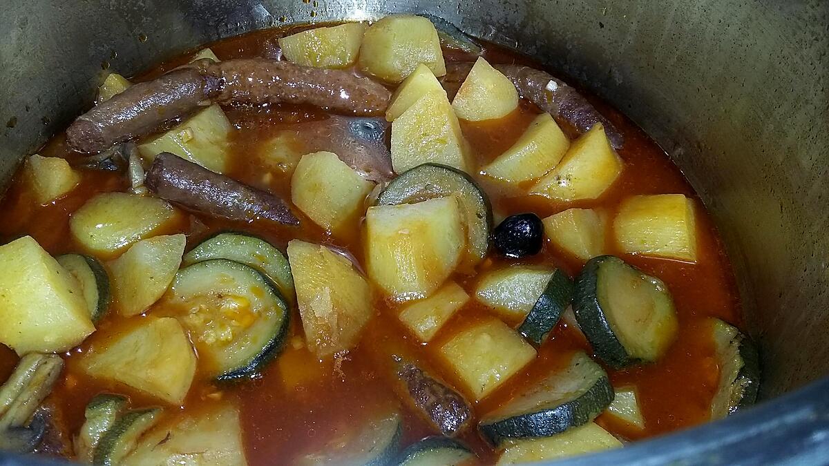 recette Ragoût de merguez pommes de terres courgettes