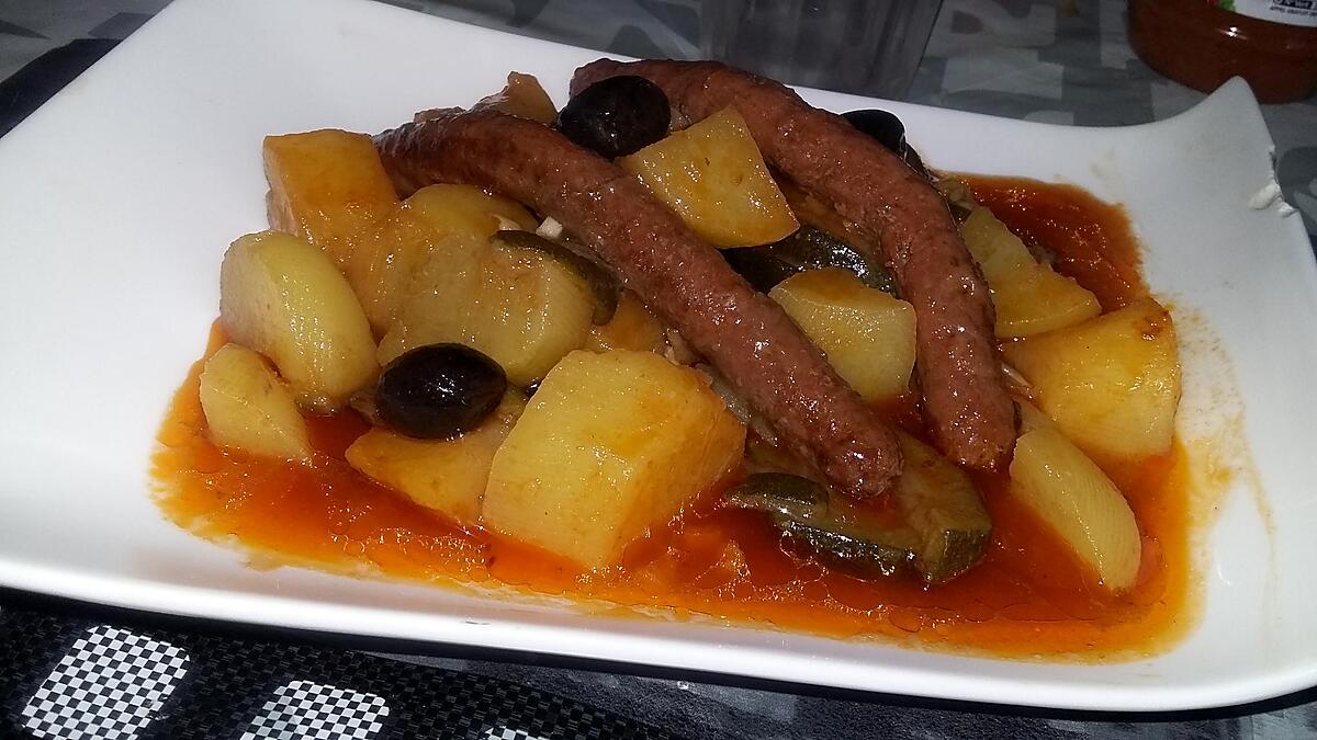 recette Ragoût de merguez pommes de terres courgettes