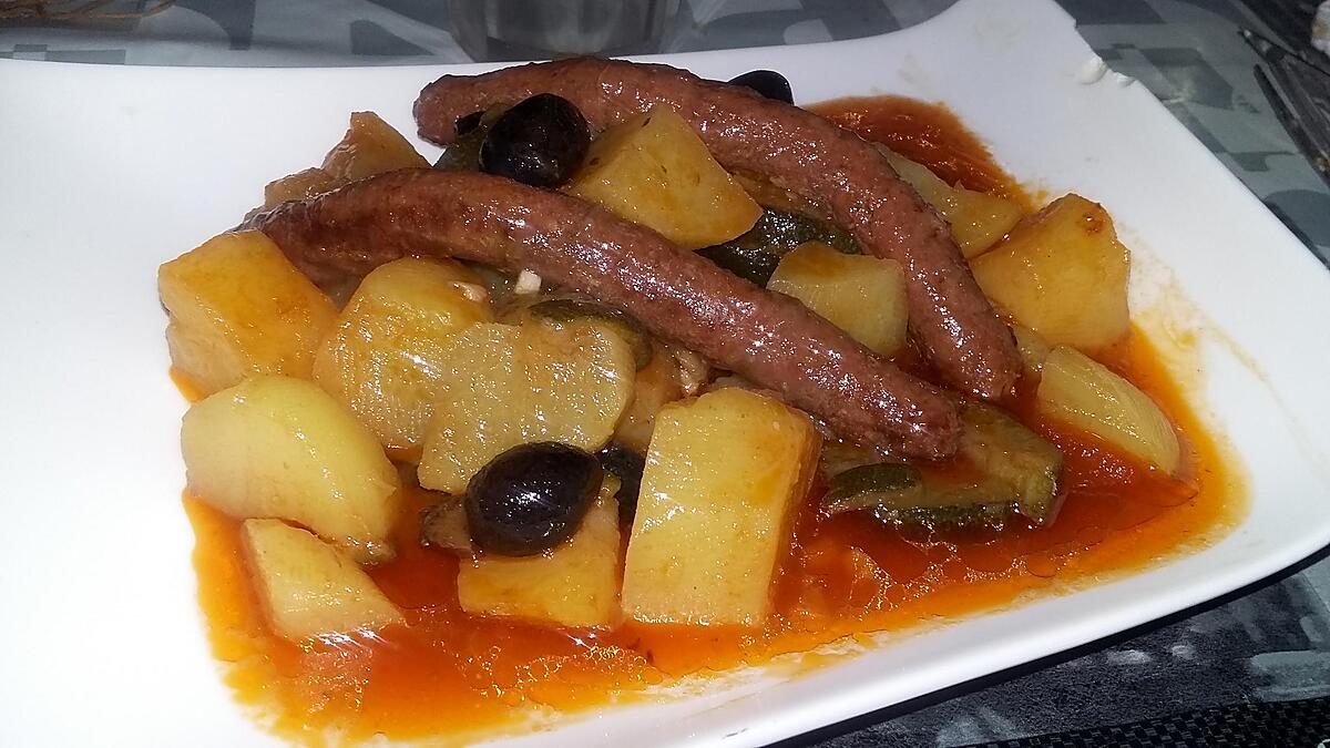 recette Ragoût de merguez pommes de terres courgettes