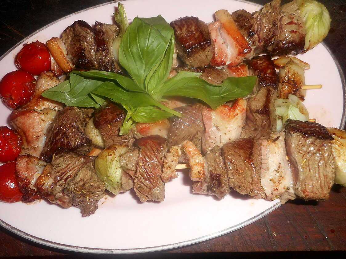 Recette de Brochette de boeuf au lard