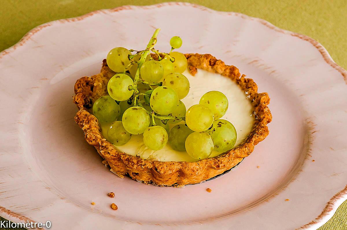 recette Tarte à la panna cotta et aux raisins frais