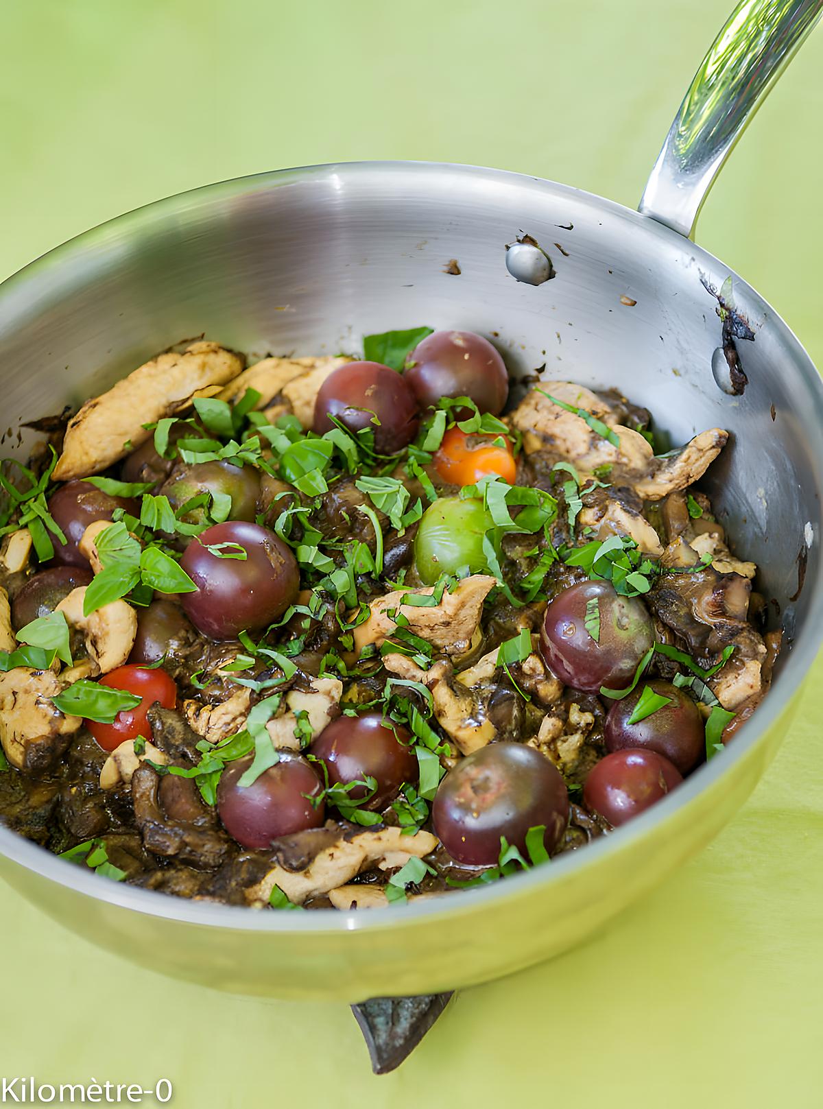 recette Sauté de poulet aux cèpes et basilic