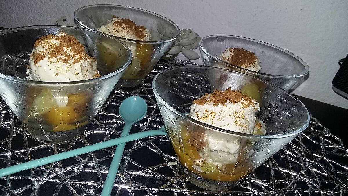 recette Verrines gourmandes mangue, ananas, glace vanille, speculoos