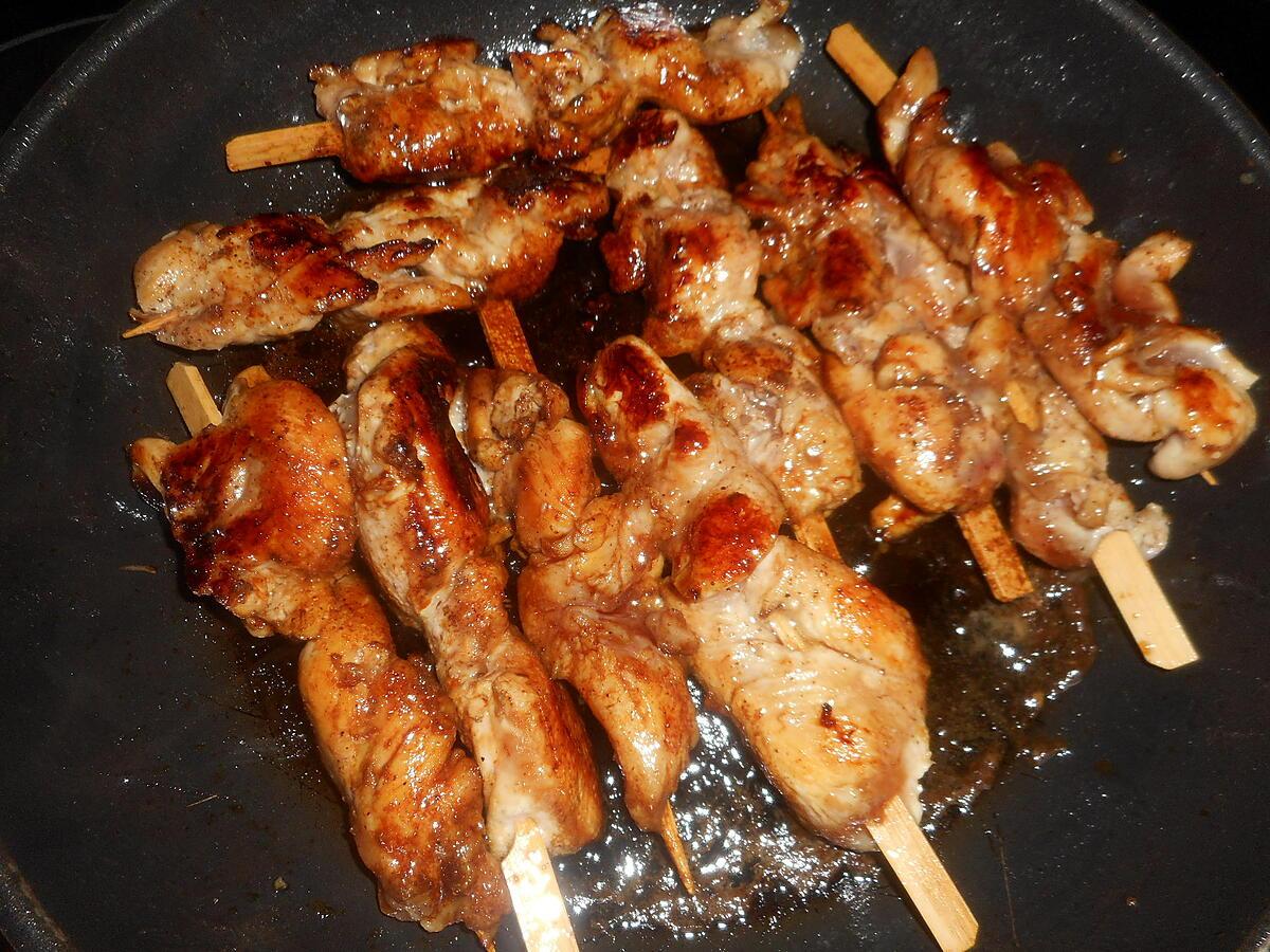 recette Brochettes d aiguillette de poulet caramélisées