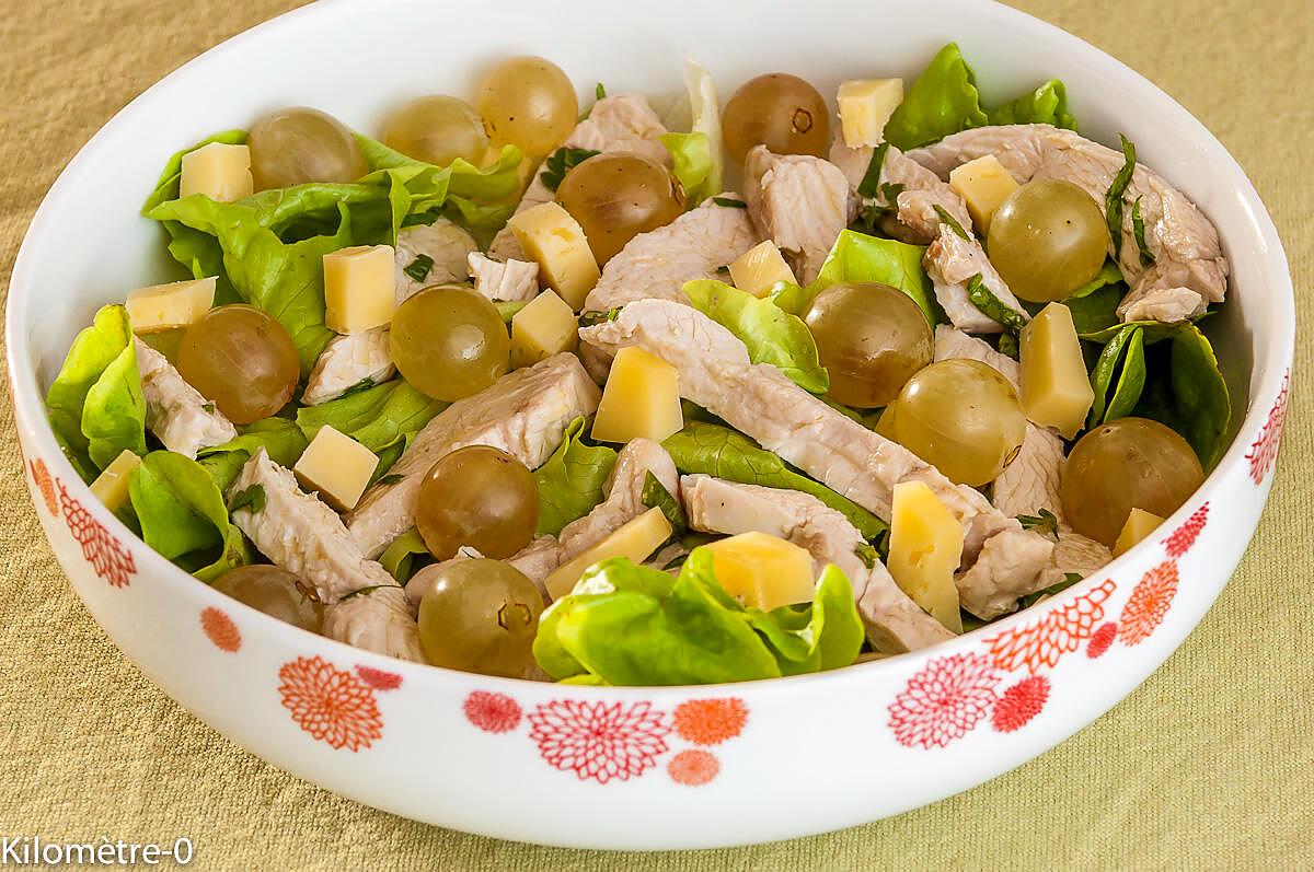 recette Salade de poulet aux raisins frais et à la tomme