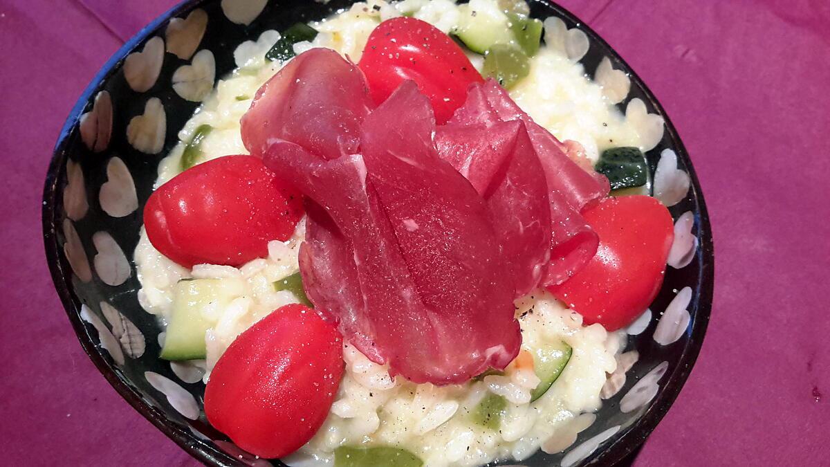 recette Risotto courgette poivron parmesan et sa charcuterie italienne