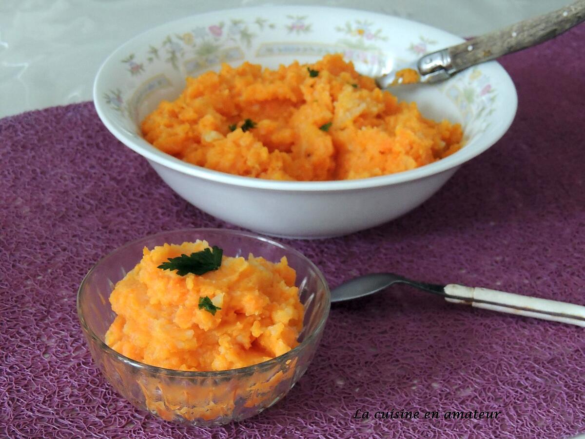 recette Écrasé de carottes et pommes de terre au lait de coco