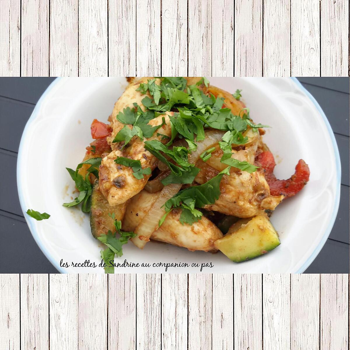 recette Poulet et légumes croquants marinés au curry rouge à la plancha