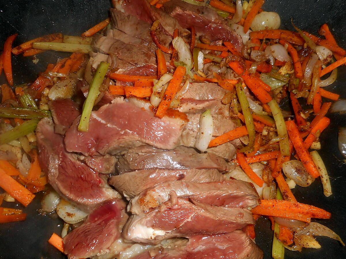 recette Nouilles de riz sautées au magrets de canard