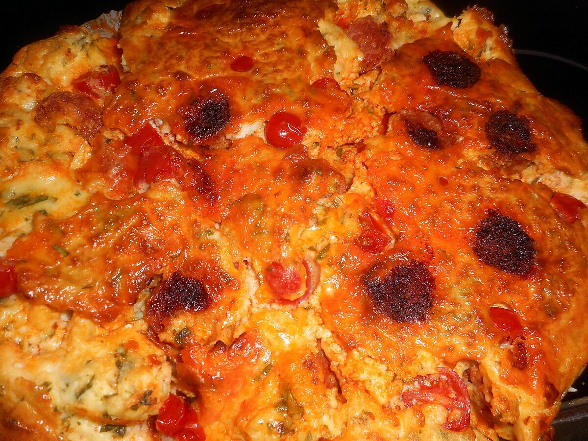 recette Clafoutis chévre,chorizo,tomates cerise