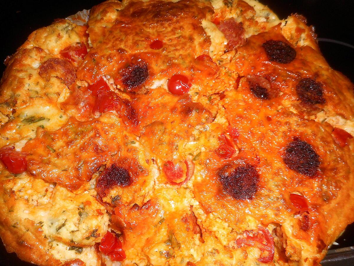 recette Clafoutis chévre,chorizo,tomates cerise