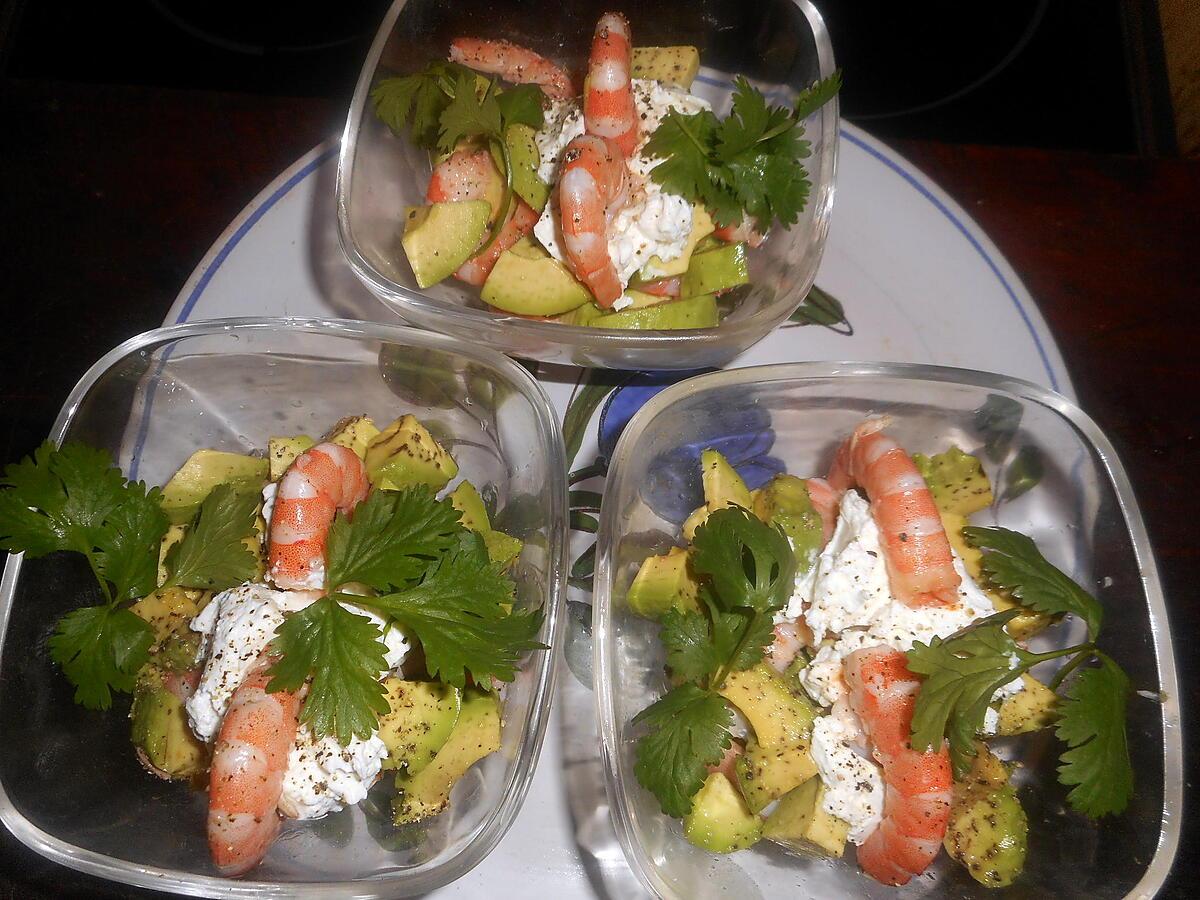 recette Verrines d avocat,crevettes, chevre frais