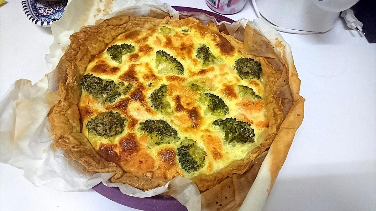 recette Quiche saumon/brocolis/curry