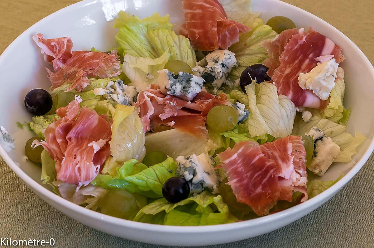 recette Salade de jambon au roquefort et raisins