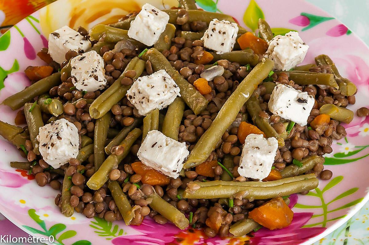 recette Salade de lentilles aux haricots verts et à la fêta