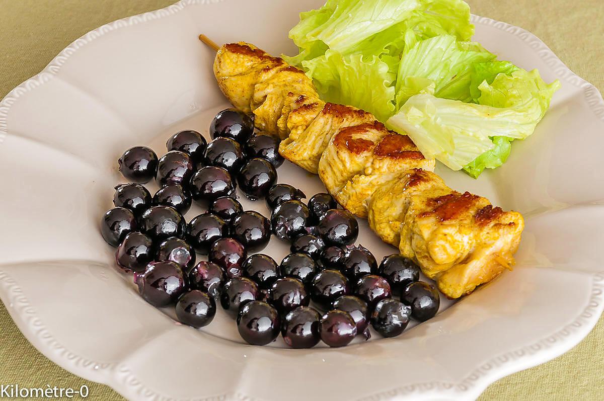 recette Brochettes de dinde aux raisins frais