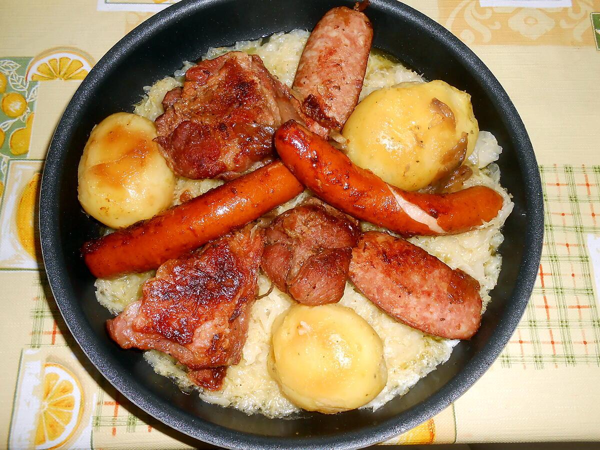 recette TRIO DE VIANDES BRAISEES ET CHOUCROUTE