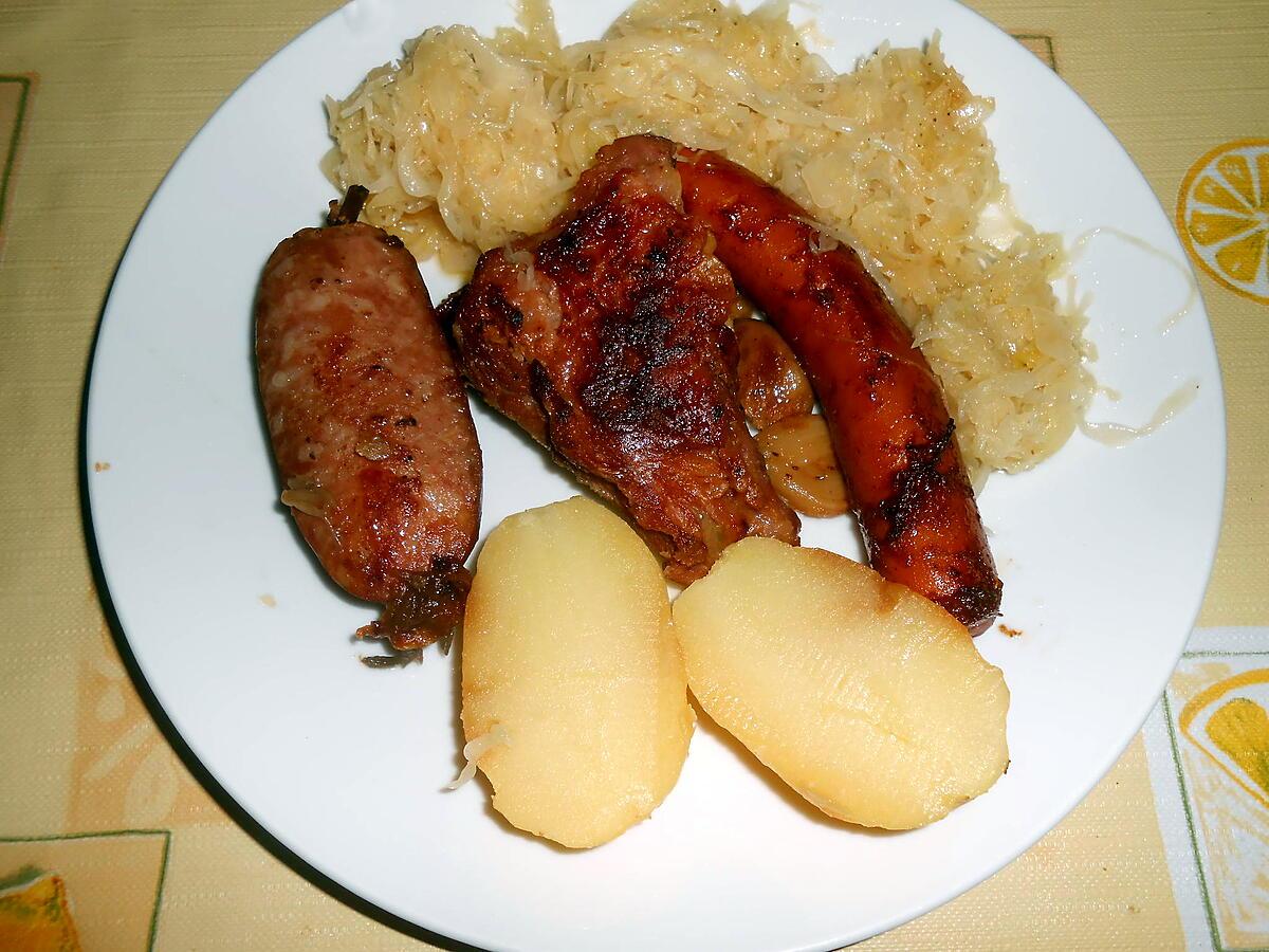 recette TRIO DE VIANDES BRAISEES ET CHOUCROUTE