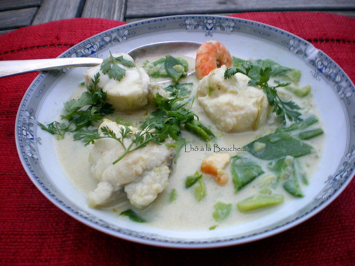 recette Nage de Lotte et St Jacques en curry vert...