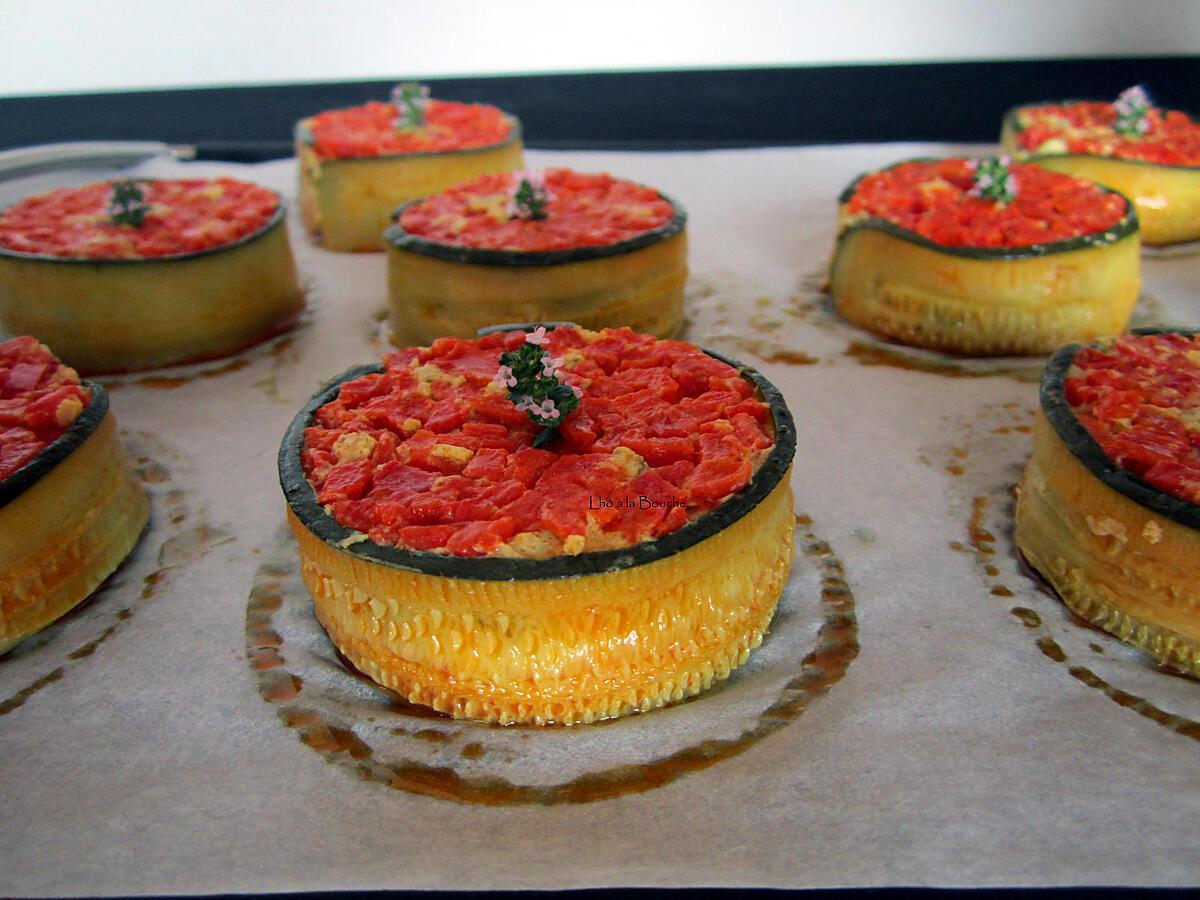 recette Flans de courgettes aux poivrons confits...