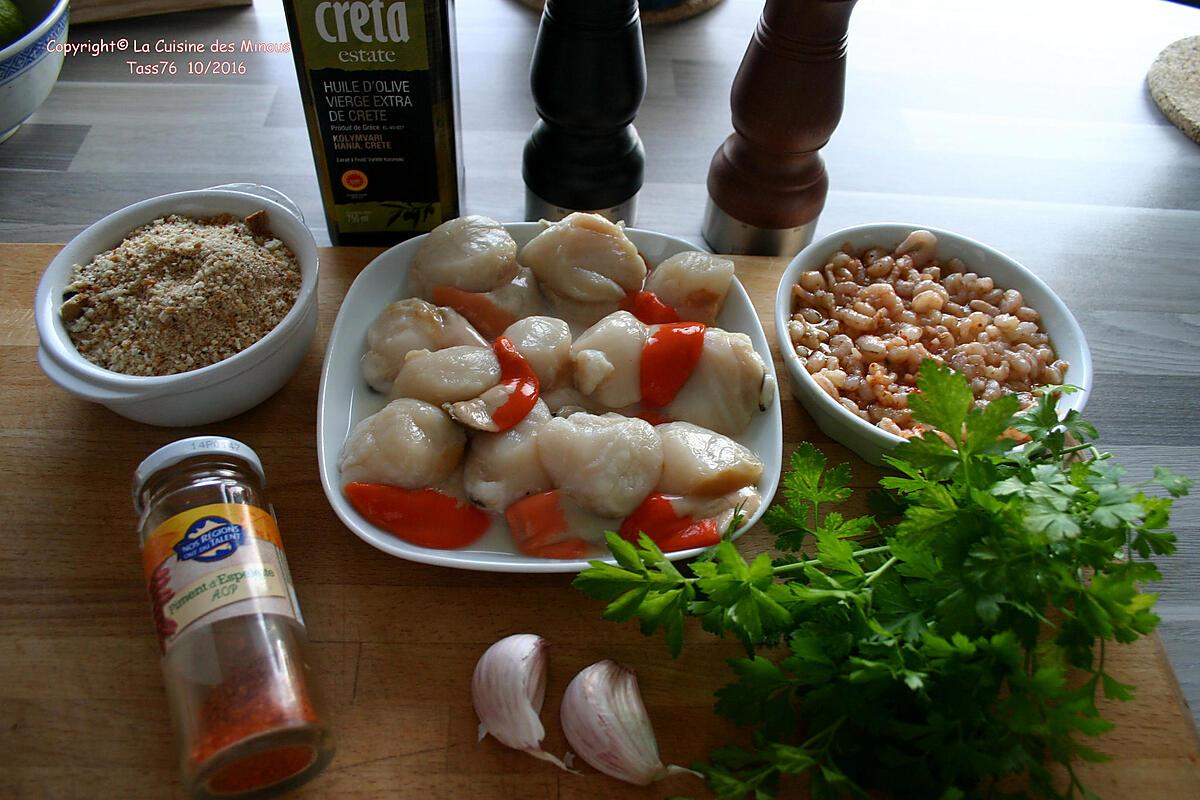 recette SAINT JACQUES CREVETTES AIL ET PERSIL