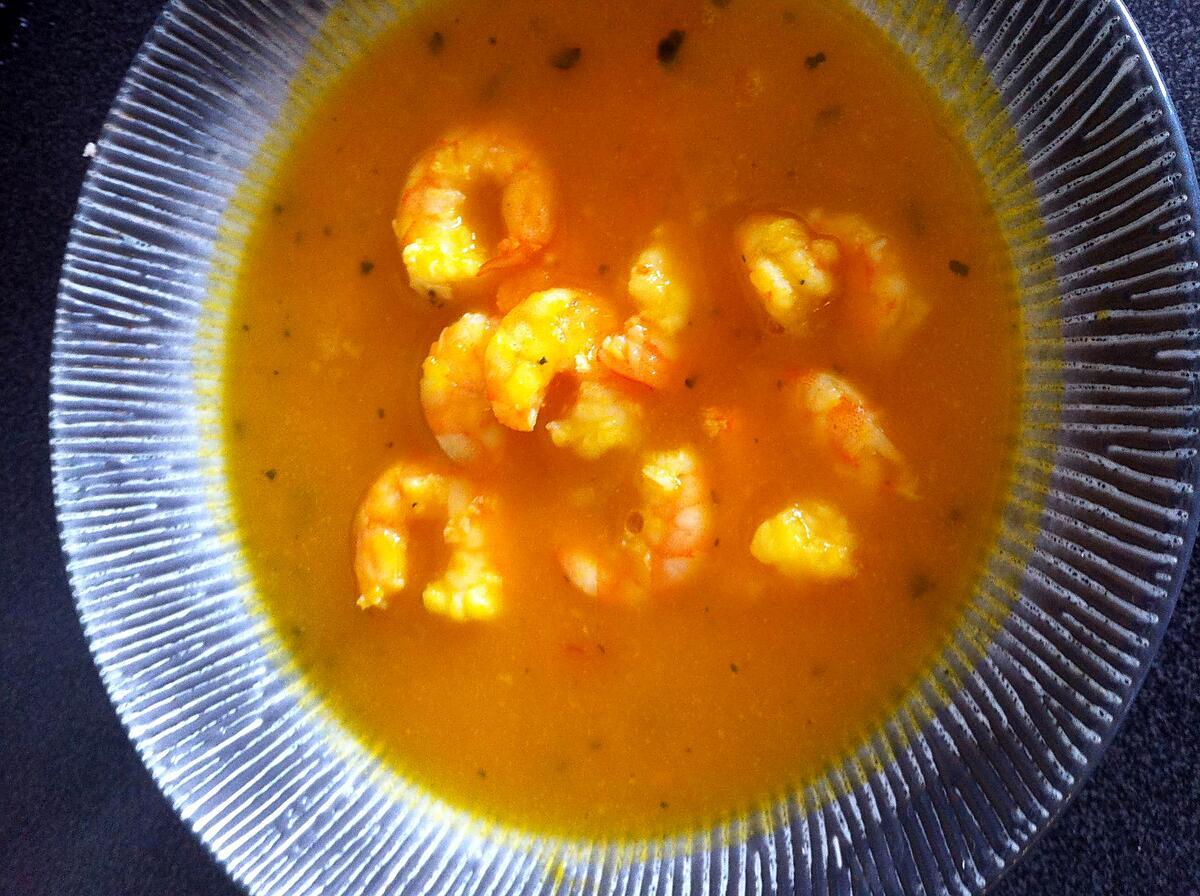 recette Soupe potimarron et crevettes