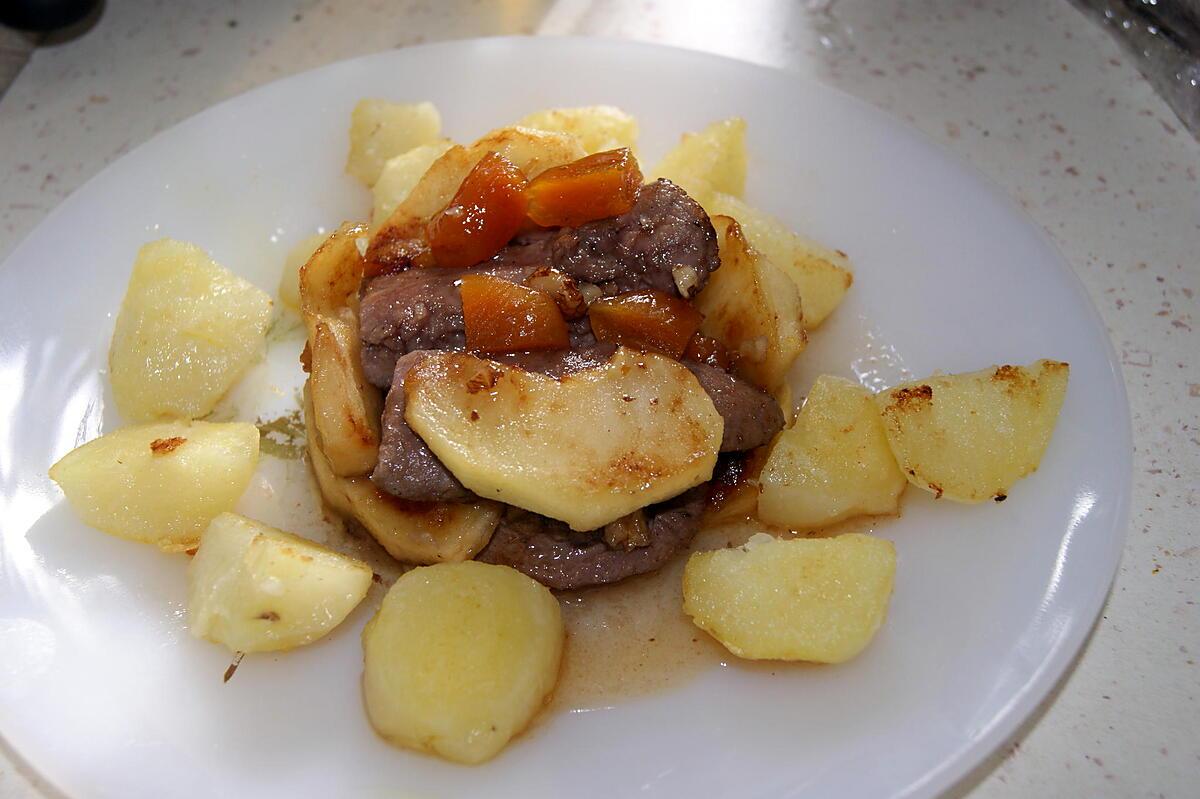 recette Aiguillettes de canard aux pommes et abricots