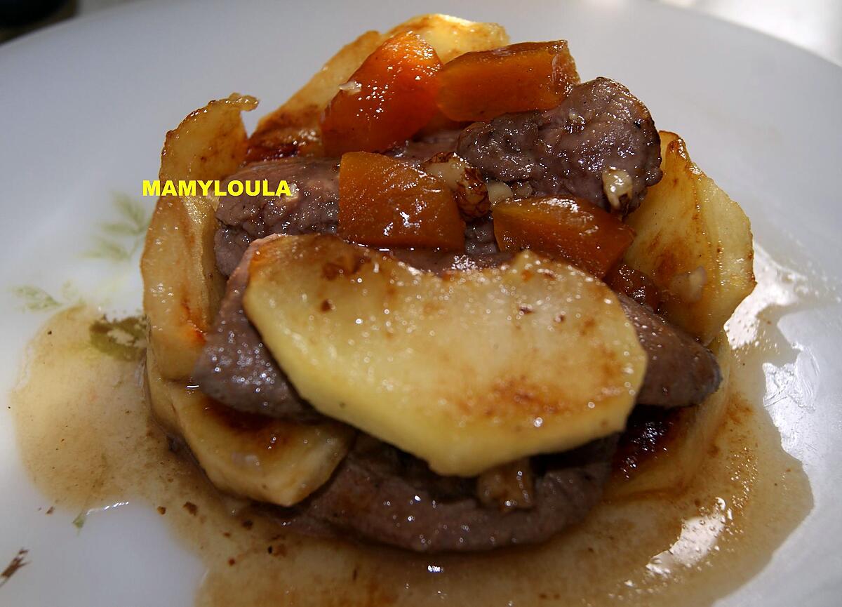 recette Aiguillettes de canard aux pommes et abricots