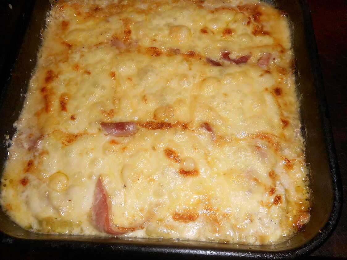Recette de Gratin de poireaux au jambon et fromage a raclette