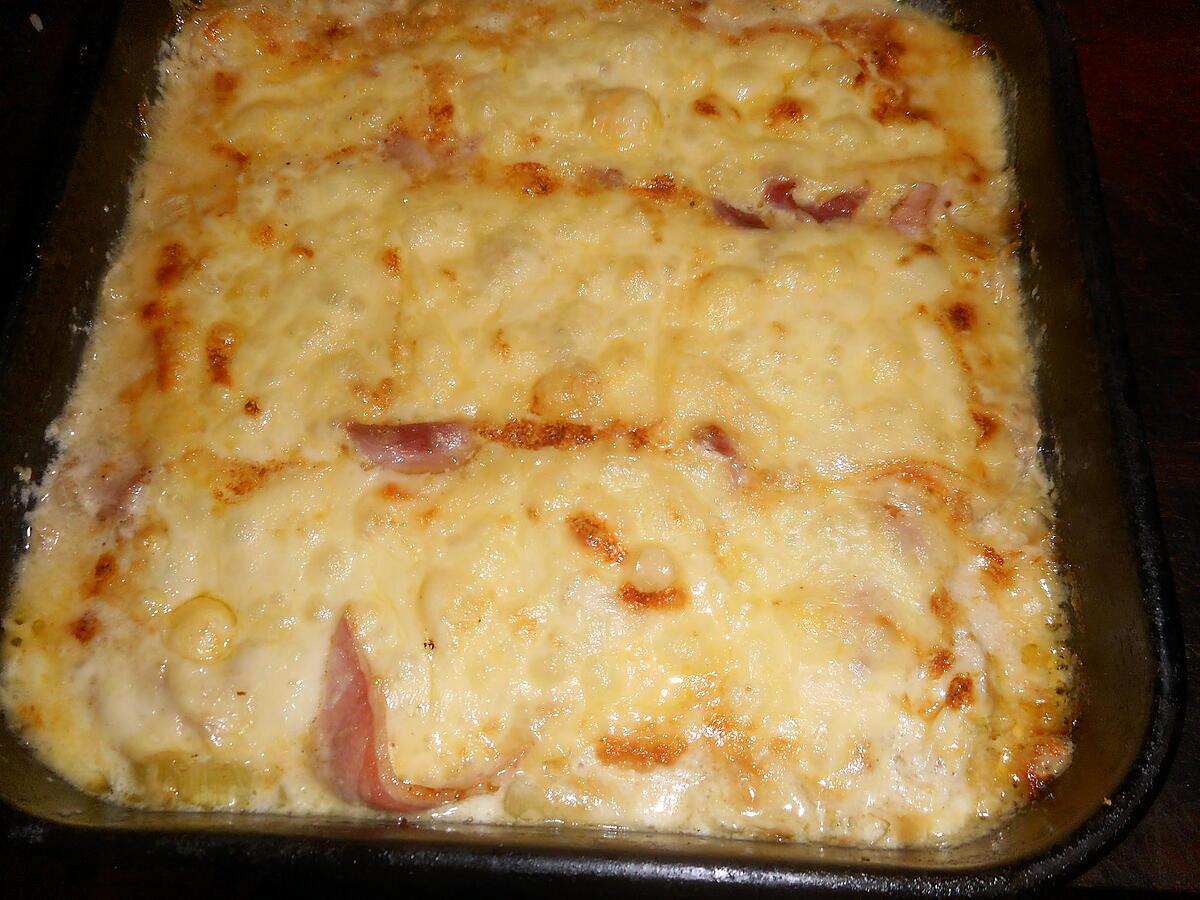 recette Gratin de poireaux au jambon et fromage a raclette