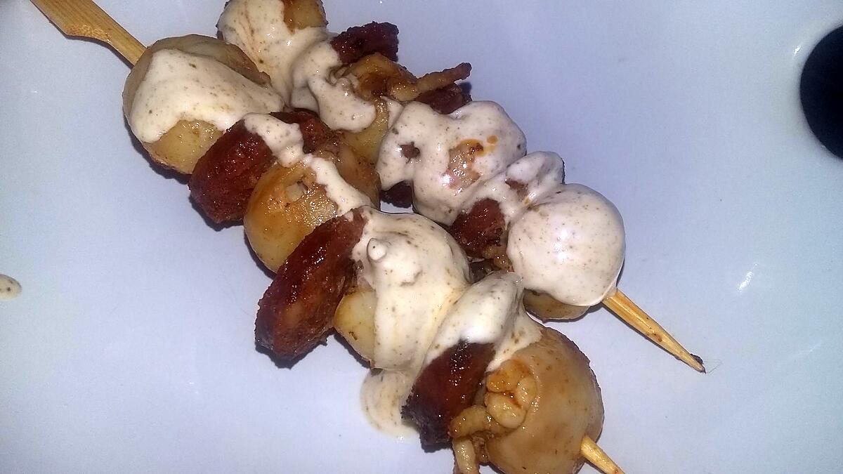 recette Brochettes de supions farcis, au chorizo