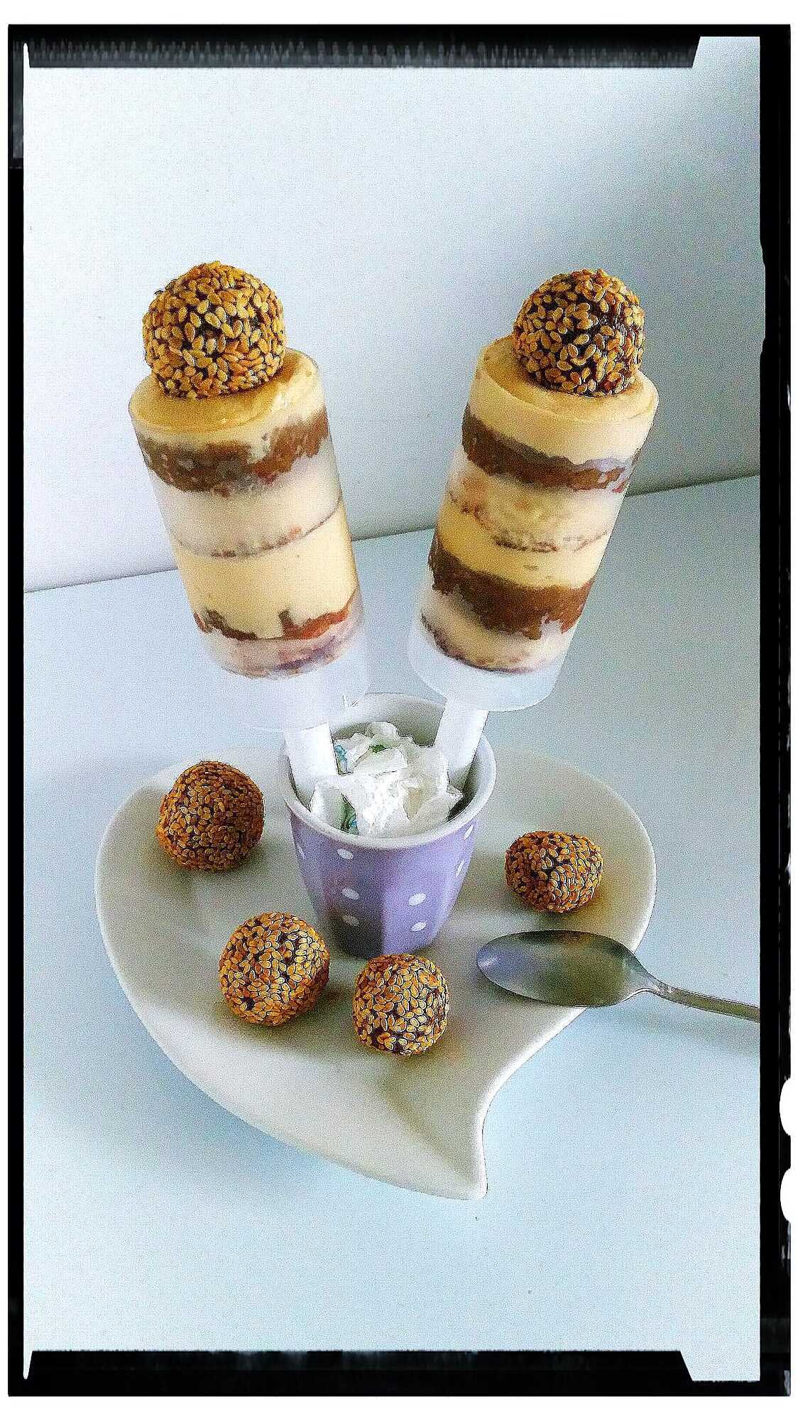 Push cake moelleux au fromage blanc patte à datte et crème mousseline vanille-caramel