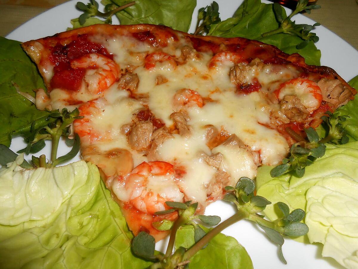 recette PIZZA CREVETTES ET THON