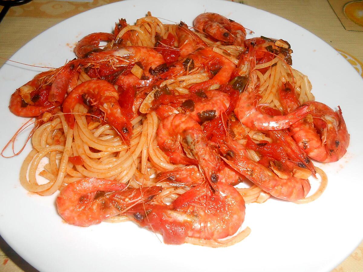 recette SPAGHETTI AUX CREVETTES FRAICHES