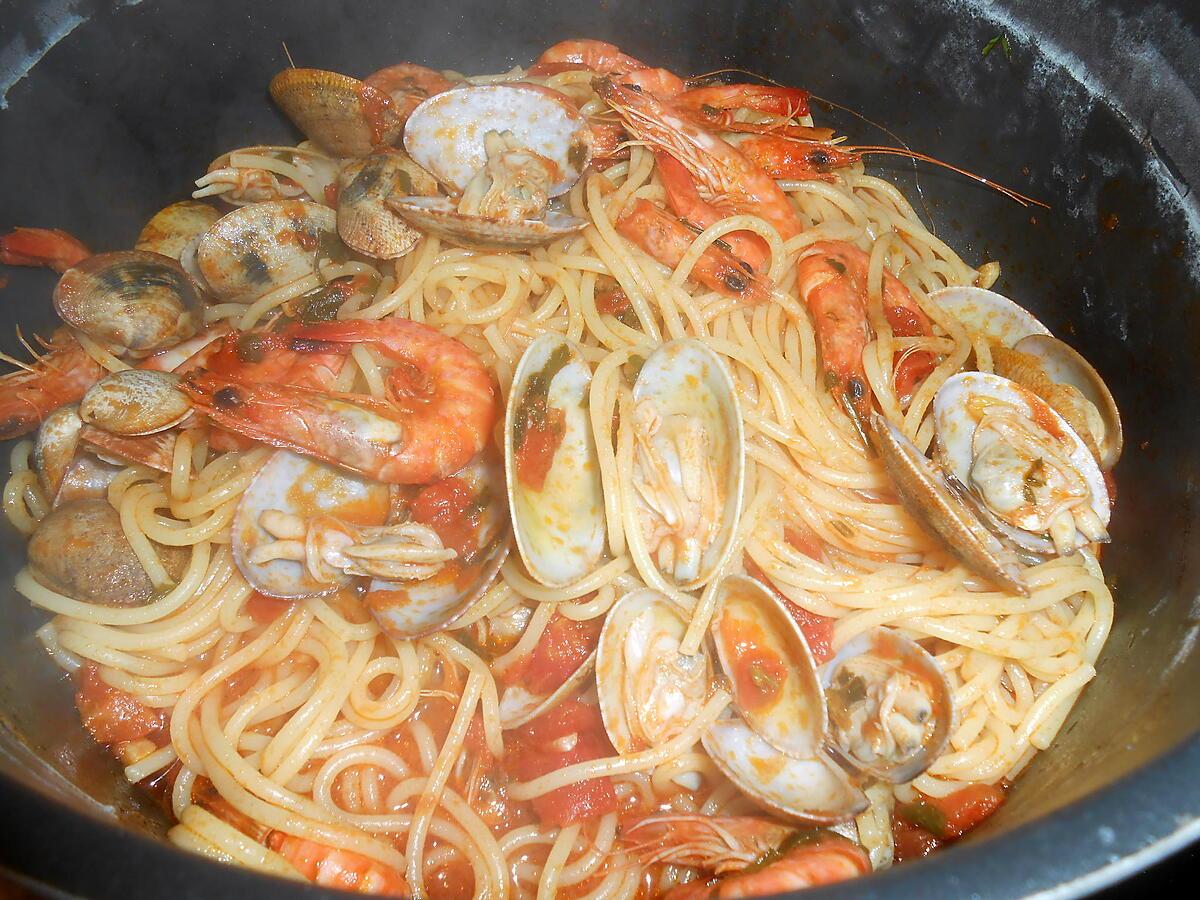 recette SPAGHETTI CREVETTES ET VONGOLE