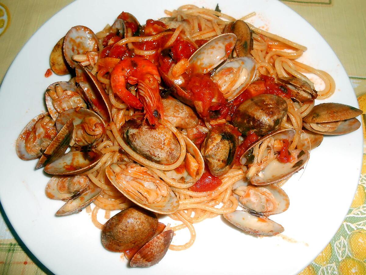 recette SPAGHETTI CREVETTES ET VONGOLE