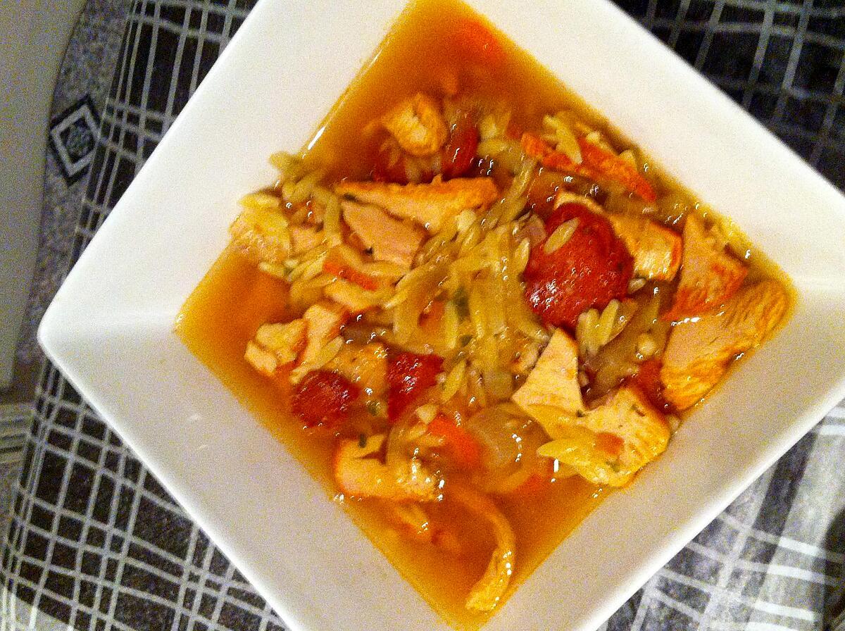 recette Soupe aux avoines, poulet et chorizo