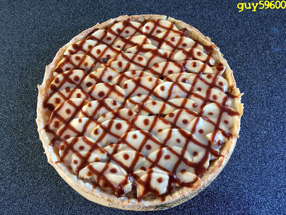 recette tarte compote de pommes et pommes en garniture au sirop d'érable et caramel beurre salé