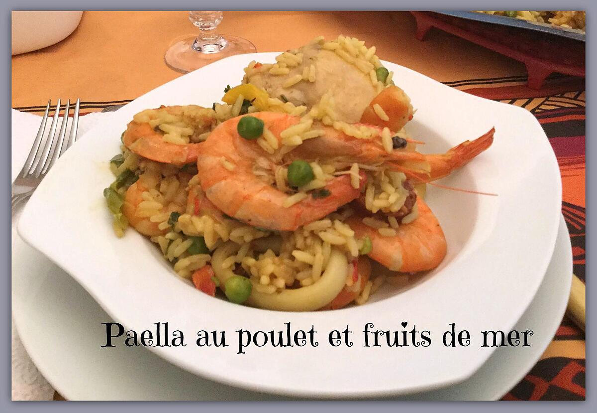 recette PAELLA AU POULET et FRUITS DE MER au COOKEO