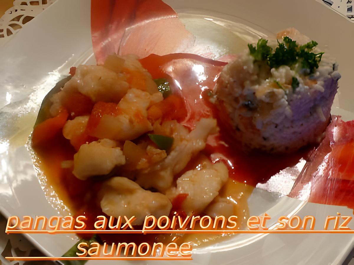 recette PANGAS AUX POIVRONS ET SON RIZ SAUMONEE