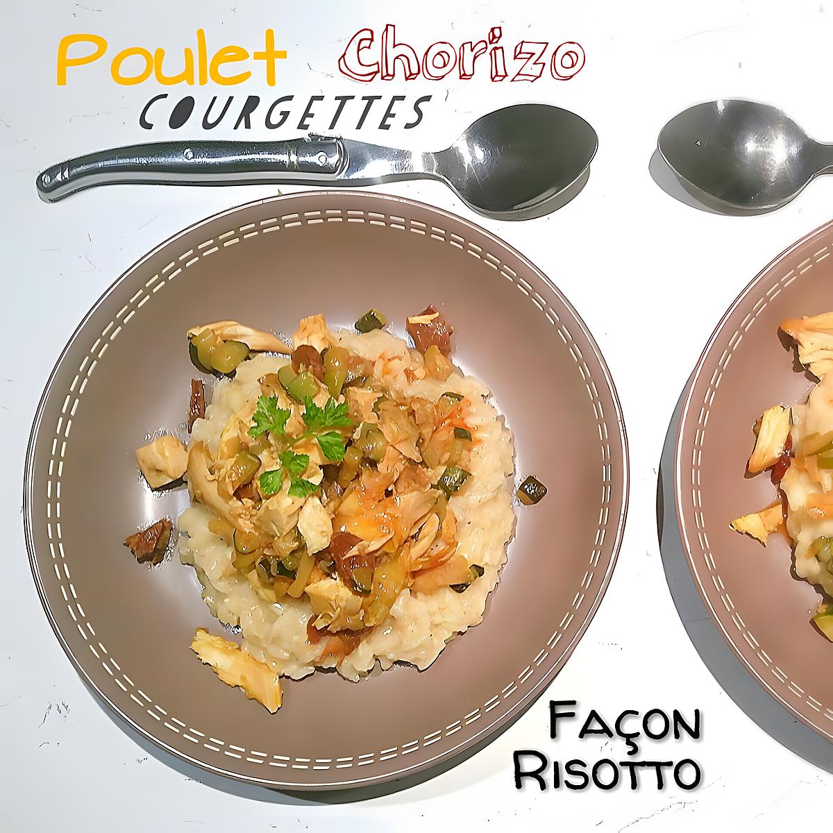 Recette de THERMOMIX: Poulet Cougettes Chorizo façon Risotto